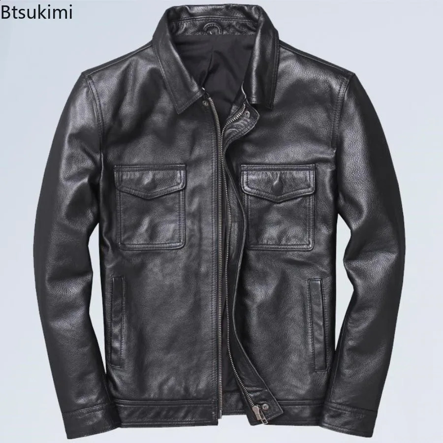 Fashion Motorcycle Leather Jackets Men's Vintage Lapel Zipper Windbreak PU Leather Coats Autumn Winter Warm Casual Outerwear260916