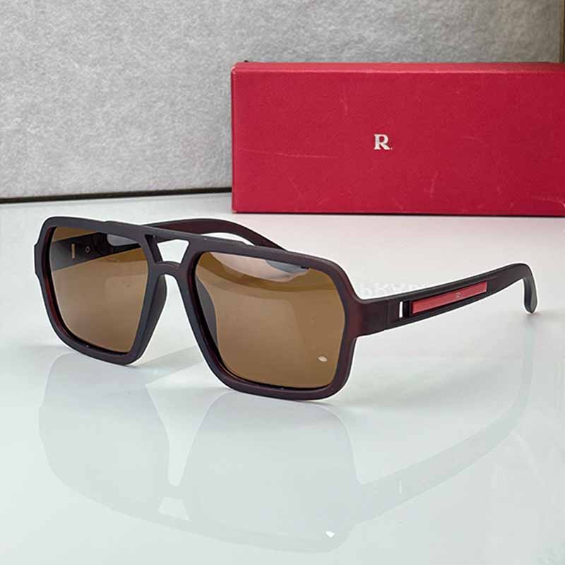 Designer Sunglasses Square Sport Sun Glasses Men SPS 01X Black Acetate Frame Double Bridge Dark Grey Lens Red Stripe Decoration UV400 Sport Driving