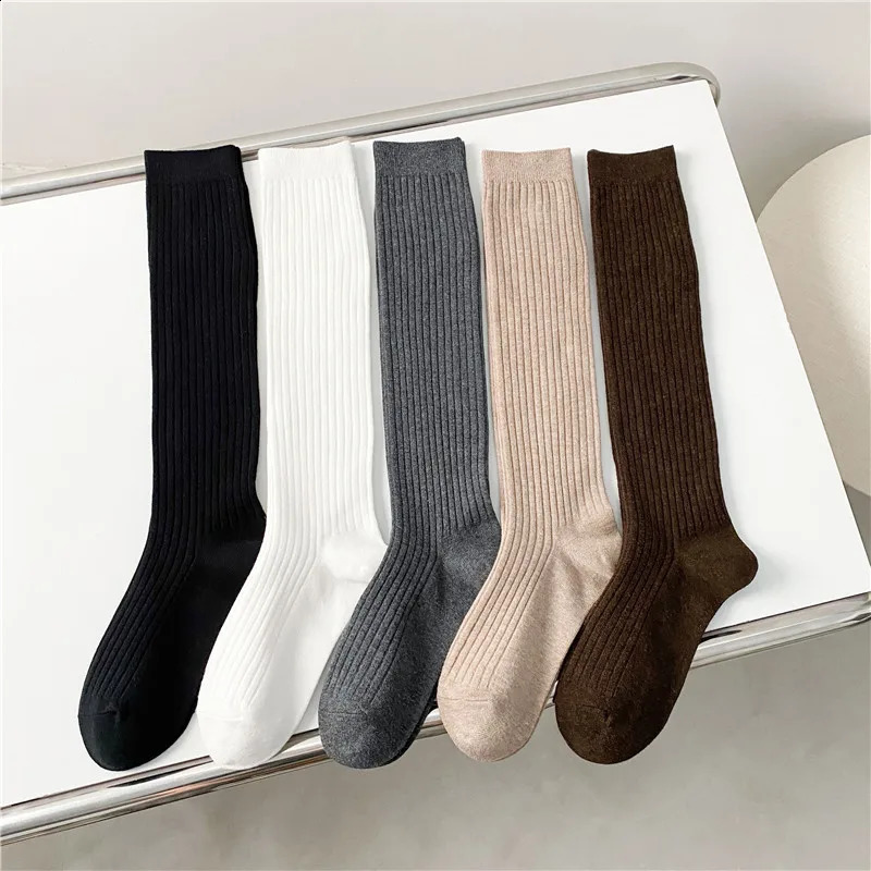 Women's Stockings Spring Trends Casual Preppy Style Knee High Socks Female High Quality Solid Color Long Socks Comfy 260917