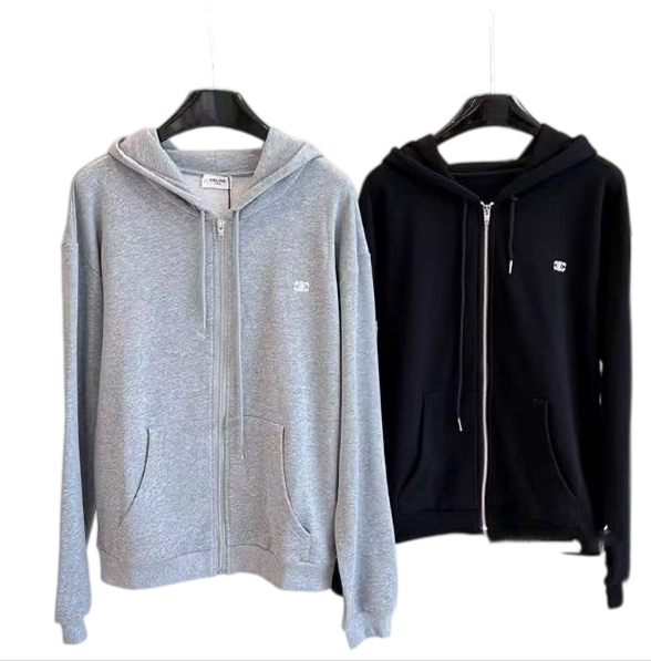 FR Ce Logo Embroidery Plus Size Men Daily Loose Casual 4XL 5XL Zip Up Hoodie Zipper Hooded Sweatshirt Long Sleeve Youth Boys Juniors Sports Autumn J