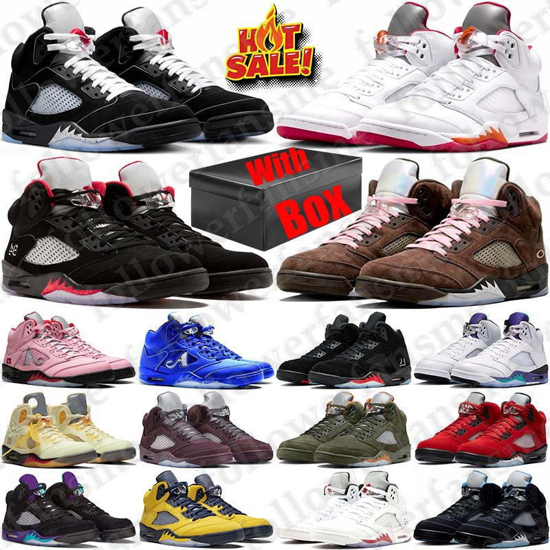 With Box Designer Basketball 5 5s Sport Shoes Wolf Grey Metallic sneakers for mens women University Blue Sunset Halloween Fire Red Size 36-47 top
