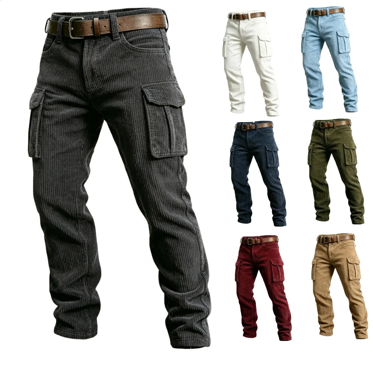 Casual Male Cargo Pants Summer Spring Autumn High Waist Without Buckle Pocket Straight Full Trousers XYDZGZK6 260917