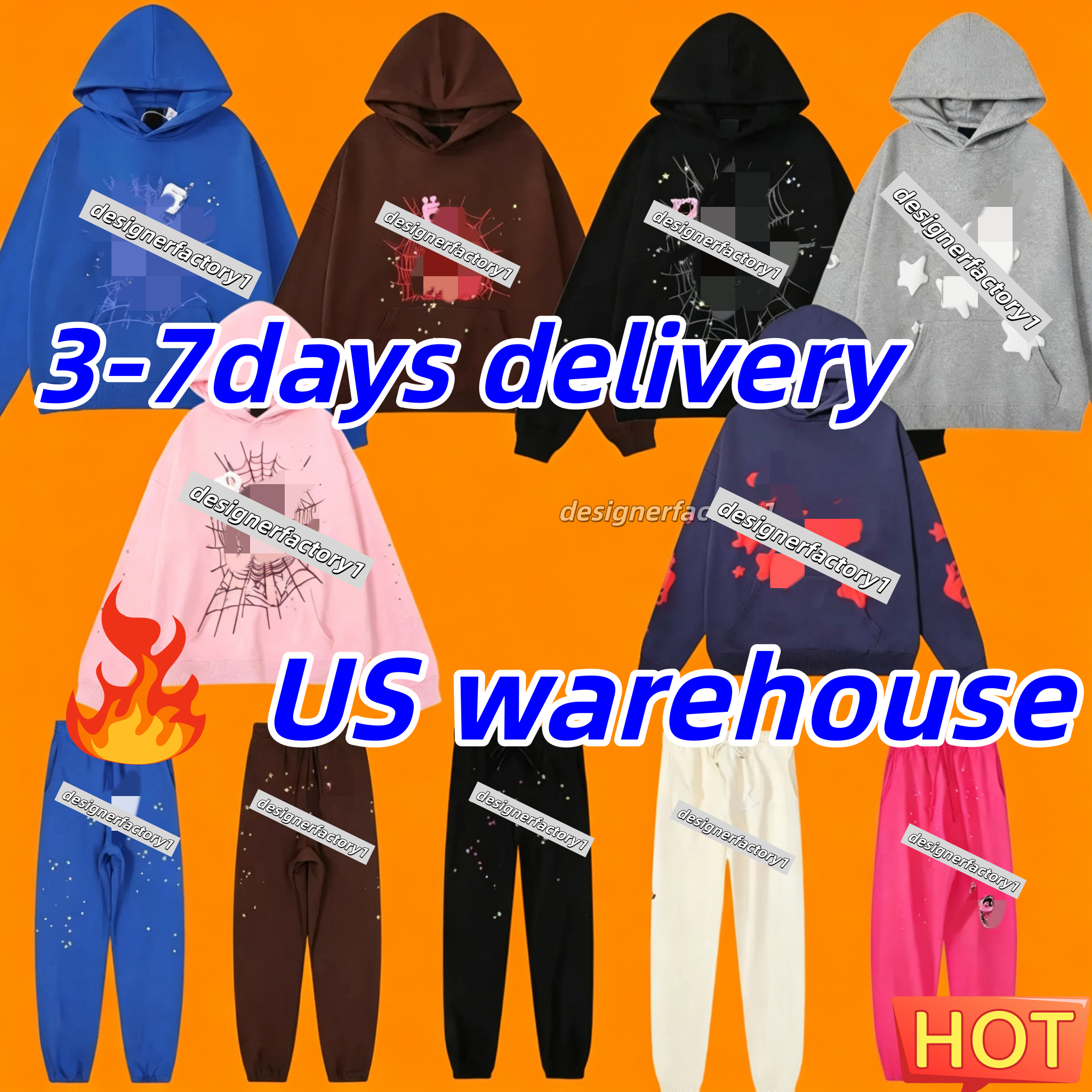Wholesale High Quality Chroma Hearts Graphic Tracksuit Men Hip Hop Streetwear 2 Piece Set Long Sleeve Hoodie Sweatpants US Size S-XL Fast Shipping