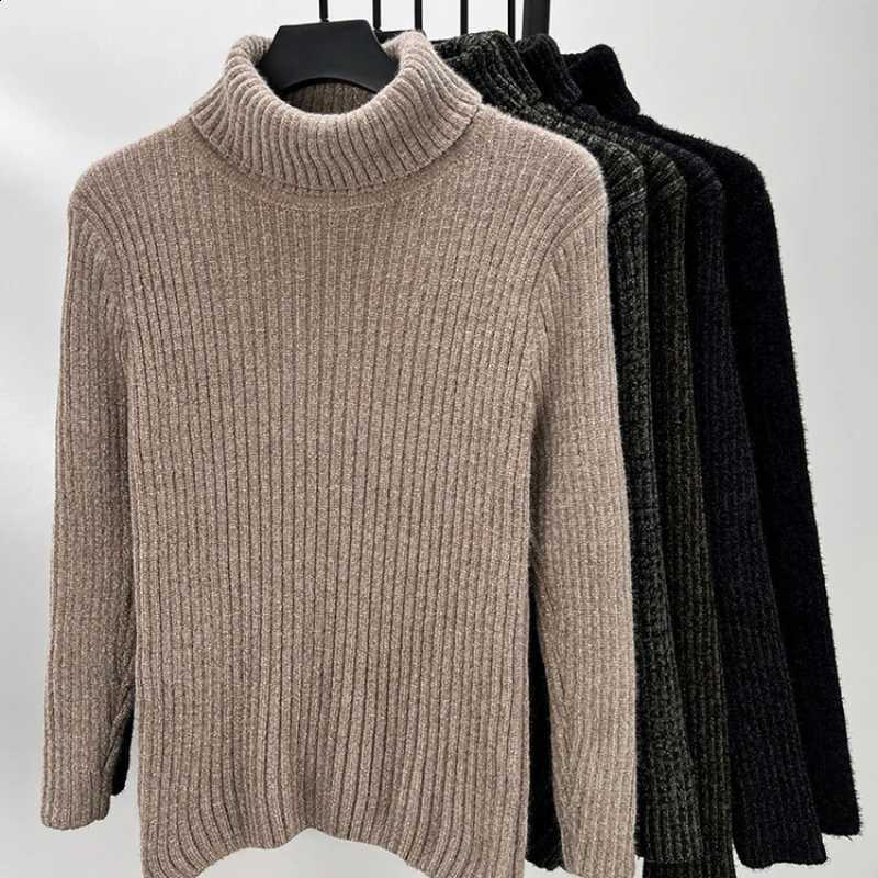 Long Men's Thickened Sleeve Turtleneck Pullover Slim Fit Turtleneck Business Casual Fashion Sweater Knitwear Chenille J260916