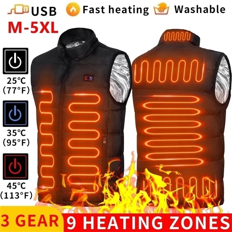 9 Heated Vest Zones Electric Heated Jackets Men Women Sportswear Heated Coat Graphene Heat Coat USB Heating Jacket For Camping 260916CJ