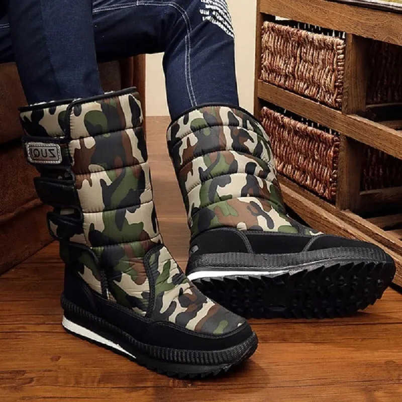 Men's Winter Waterproof Snow Boots Fur Plush Lined Warm Spring Casual Shoes Comfortable Adult Footwear D260917