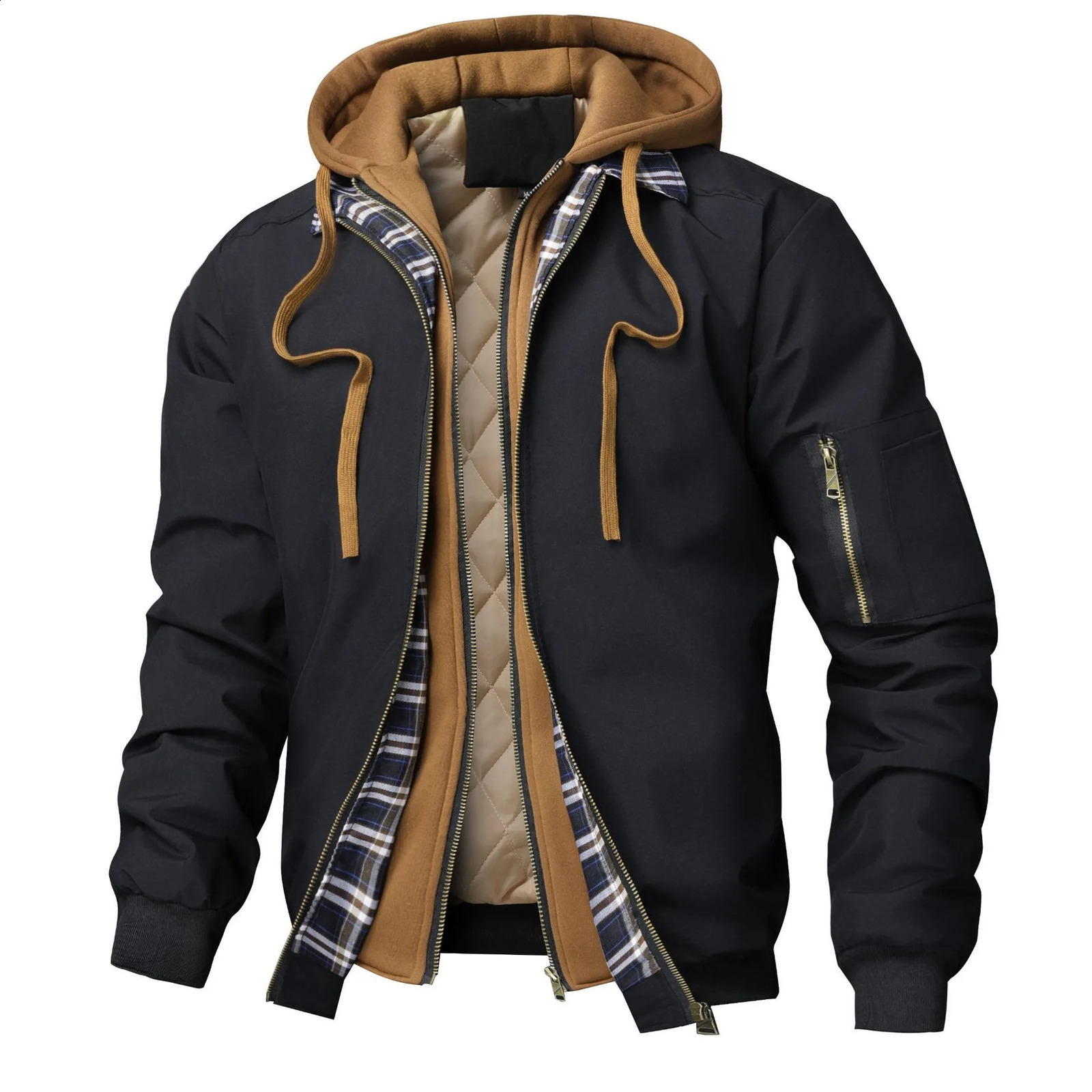 Spring Autumn Winter Fashion Men's Casual Trendy Color-coded Loose 2 Piece Set Jacket Male Hooded Coats Clothes Tops260917