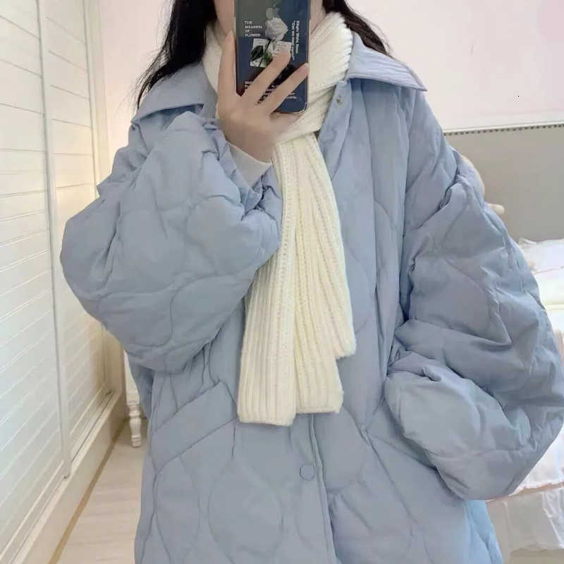 Long Autumn Winter Sleeve Fashion Solid Stand Collar Parkas Women's Clothing Korean Button Warm All-match Simplicity Trend Tops H260917
