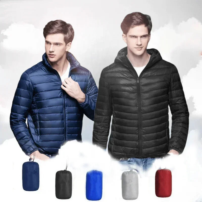 UETEEY Autumn Winter White Duck Down Jacket Men Light Weight Warm Waterproof Casual Outdoor Portable Male Puffer Coats 260917