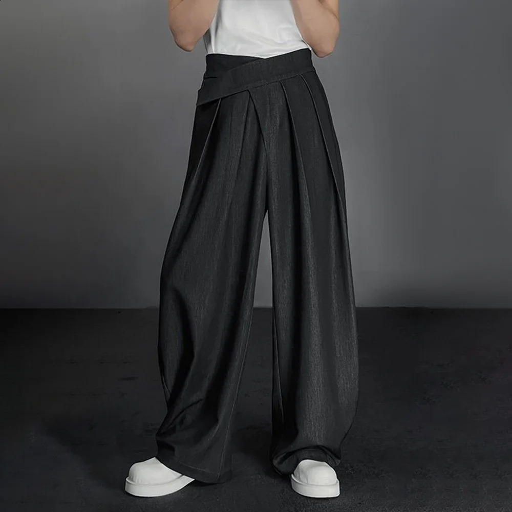 Mens Casual Trousers Irregular n Loose Wide-Leg Trousers Niche Streetwear Simple Solid Color Trousers Men'S Clothing 260917