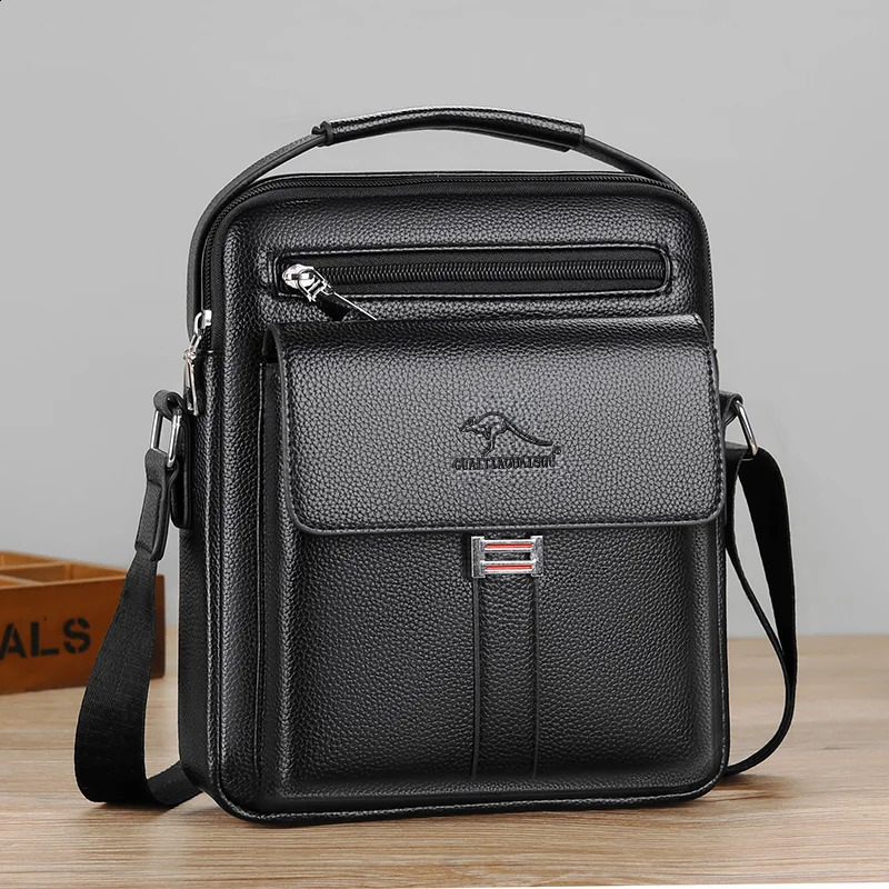 Men's Vintage Faux Leather Shoulder Bag Business Crossbody Multi Pocket Daily Messenger Male Casual Handbag 260917