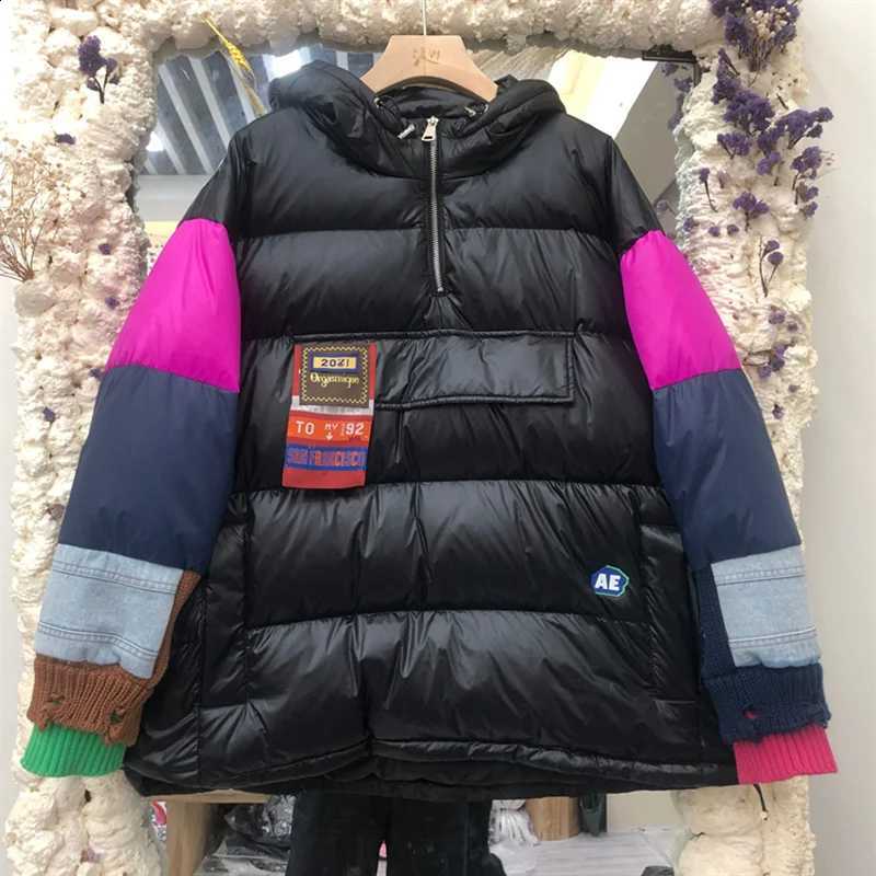 Color-blocking Hedging Ultra Light 90% White Duck Down Jackets Women Winter New Loose Warm Down Outwear Female Patchwork Coats H260917