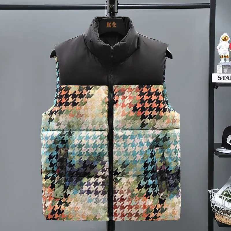 Stay Warm Stylish Men's Autumn Winter Down Vest Color Blocked Stand Collar Warmth Cape Outdoor Essential Q260917