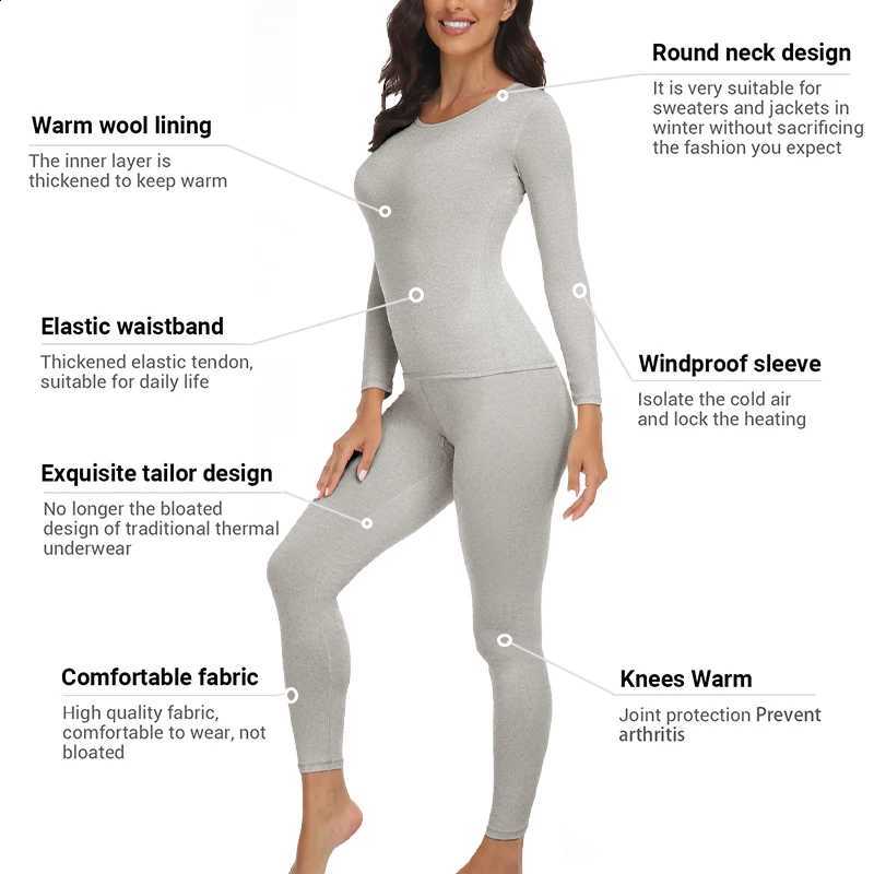 Thermal Underwear for Women Long Johns Set Cold Weather Autumn Winter Pajamas Top Bottom 2 Pieces Sets Shirts + Pants H2609161