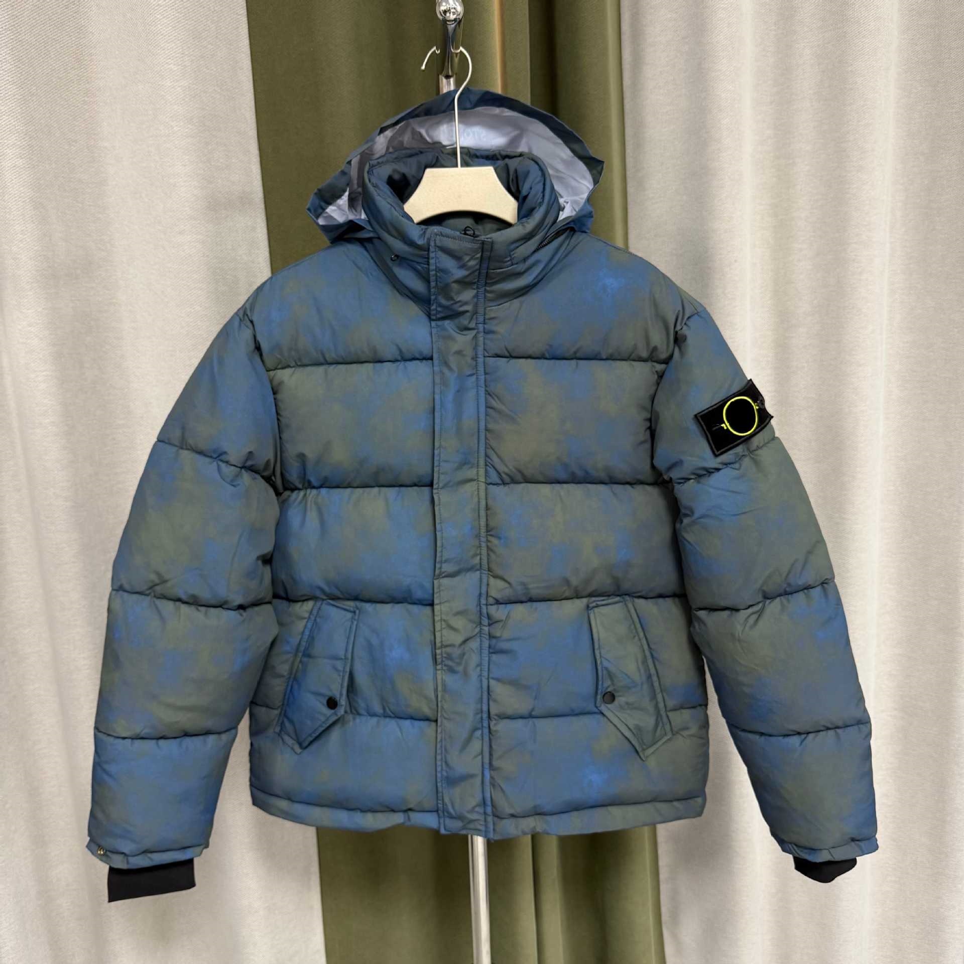 Mens Designer Winter Warm Down Puffer Jacket Cotton Puffer Jacket Tie Dye Vintage Detachable Hood Quilted Plaid Loose Oversized American Streetwear