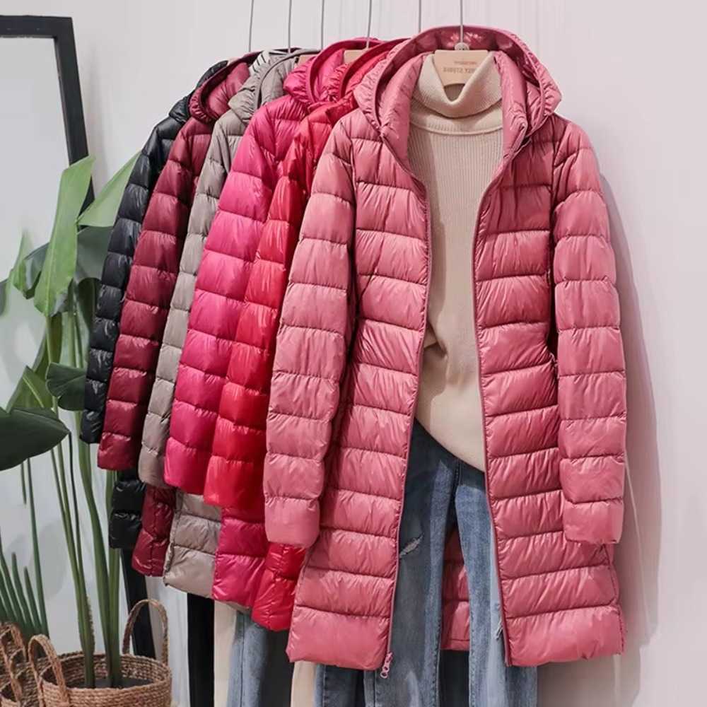 Hooded Korean Fashion Slim Remove Parka Fashionable Outerwear Winter Womens Down Jackets Long Light Thin Coat Puffer Jacket H260917
