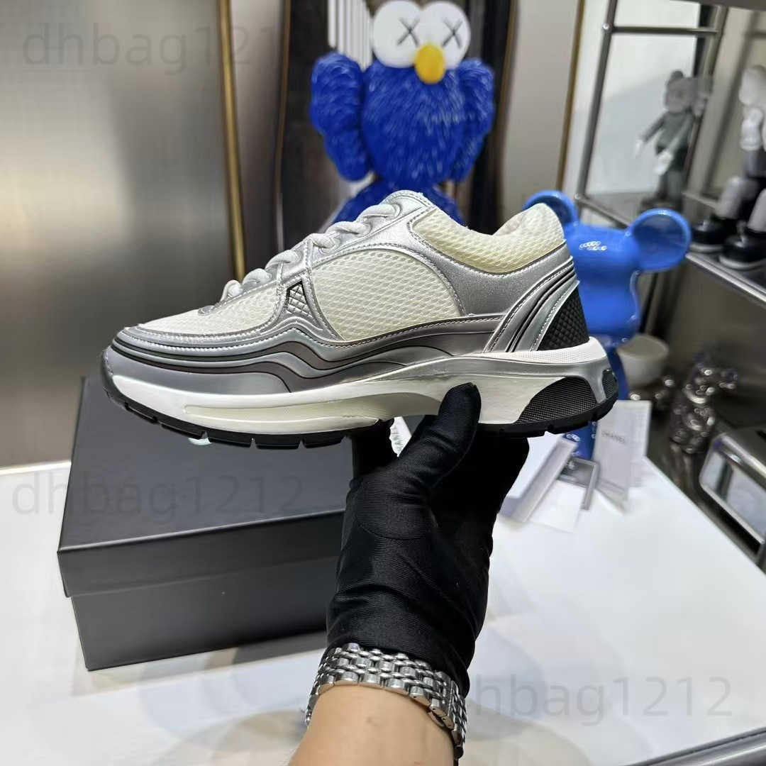 New dad shoes Silver Horn King sports and casual shoes height-increasing genuine leather versatile women's silver flats fashionable T260917