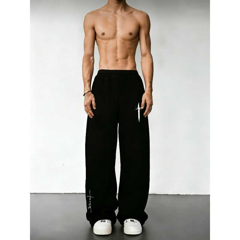 elastic Cross printed waist pants with a retro style elastic casual streetwear. Comfortable and well fittedT260917