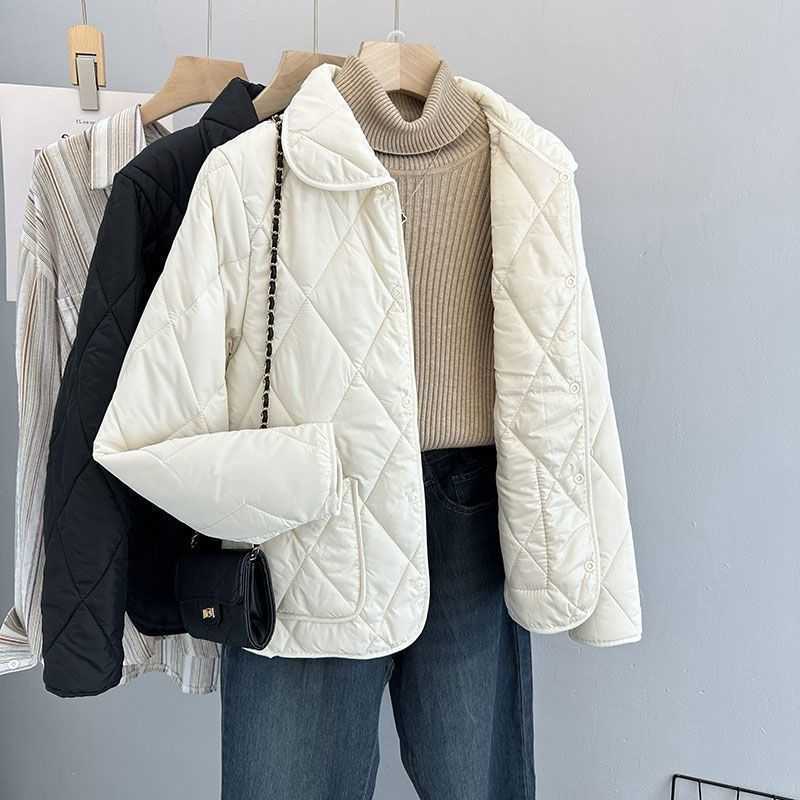 Flip Spring Autumn New Style Collar Lightweight Cotton Coat Western Style Short Jacket Women's Coat Mom's Parkas H260917