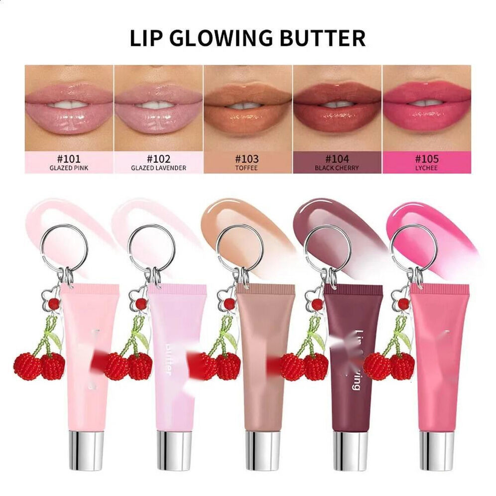 Luxury Glowing Butter Gloss With Cherry maquillaje Pendant Izing Shiny Plumping Tint Hydrating Mirror Liquid Lipstick Long Lasting Lip Balm Makeup F