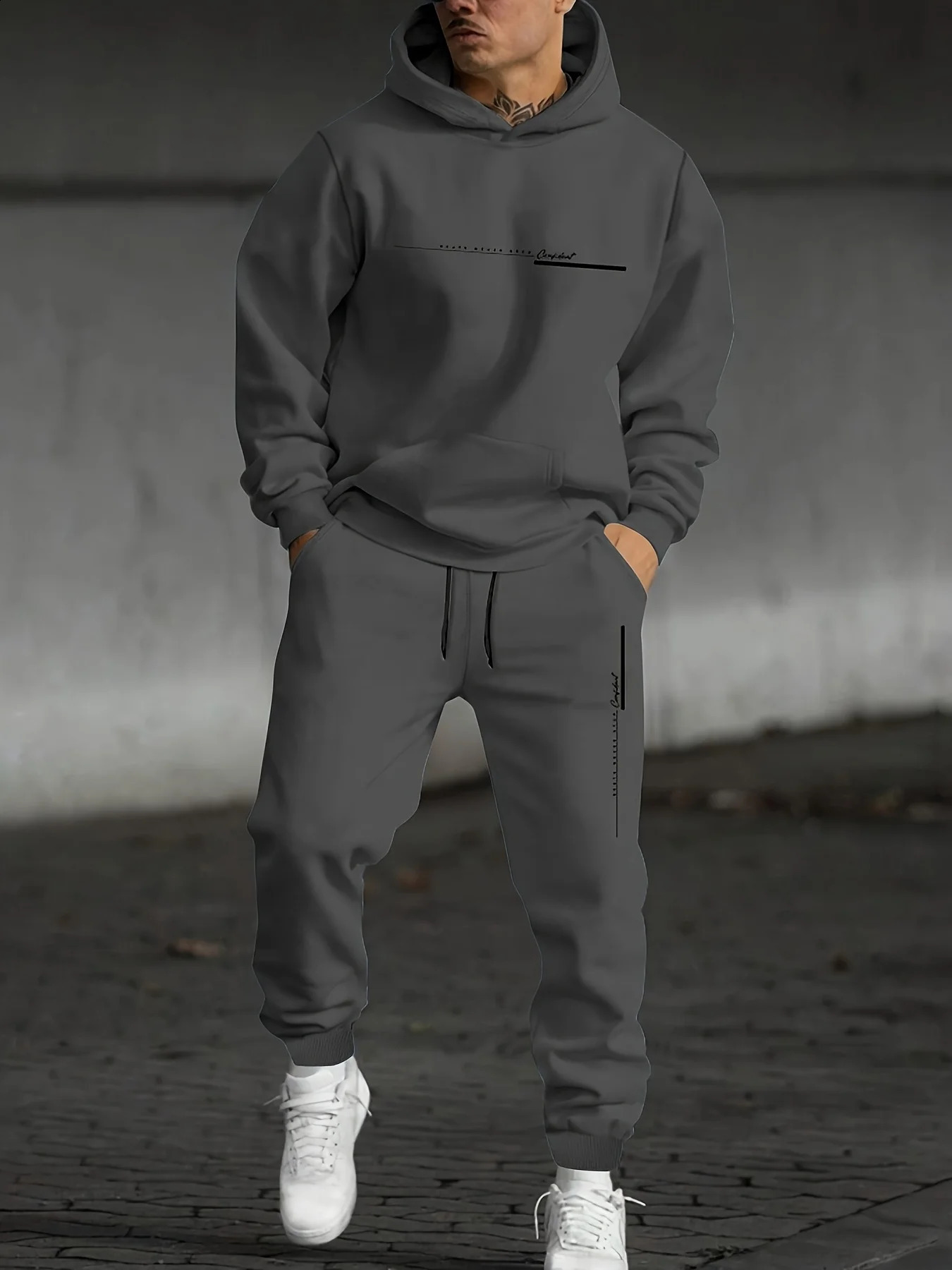 Men's Fall Printed Hoodie and Jogger Set - Perfect for School Start Season men clothes tracksuit mens clothes funny suit 260917