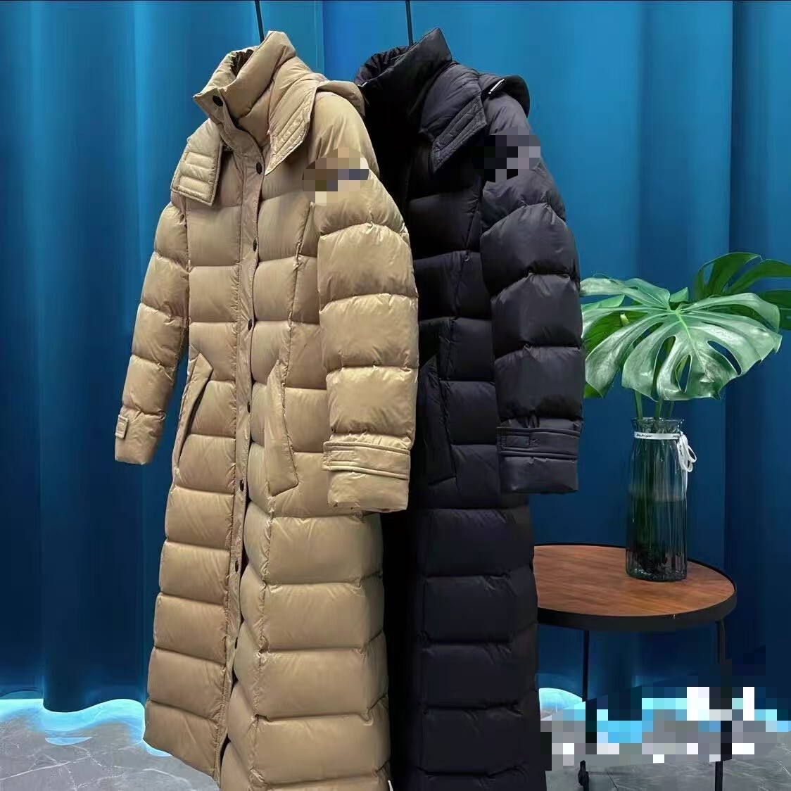 jacket women Maxi Long Hooded down puffer coat long Horizontal Quilted Puffer Jacket Hood Badge Women Winter Outerwear