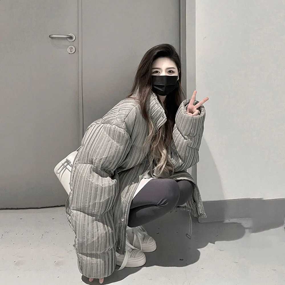 Winter Women Parkas Vintage Solid Cotton Jacket Japanese Zipper Loose Padded Coat Fashion Casual Y2k Aesthetic Thicken Warm Tops H260917