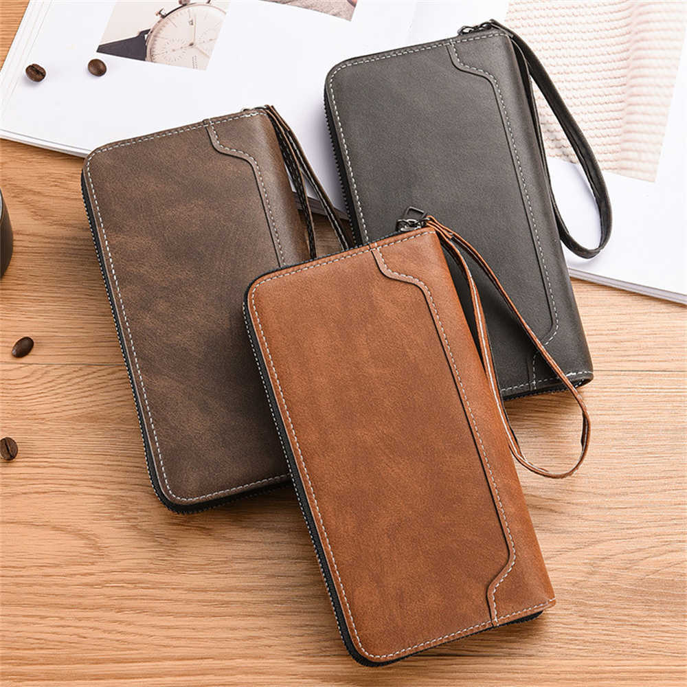 Men's Fashionable New Long Wallet Pu Leather Phone Bag Multi Business Clutch Bags Casual Male Zipper Coin PursesT260917