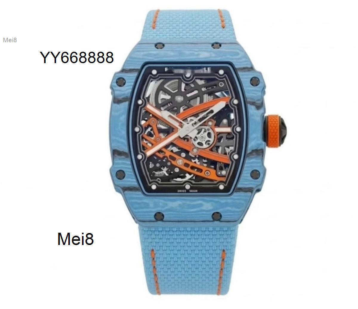 Mens watches high quality R M 6702 New Colors Automatic Mechanical Watch CRMA7 Tourbillon Hollow movement sapphire Mirror Customized Carbon Fiber ca