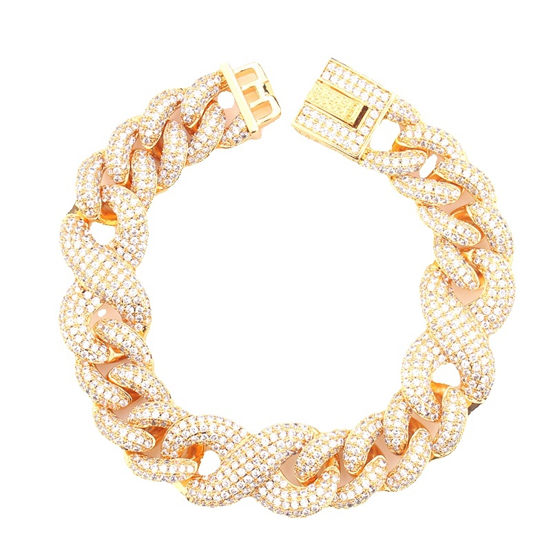Hiphop Master minimalist 18mm dragon bone bracelet with box clasp and diamond accents, men's hip-hop asymmetrical luxury accessory