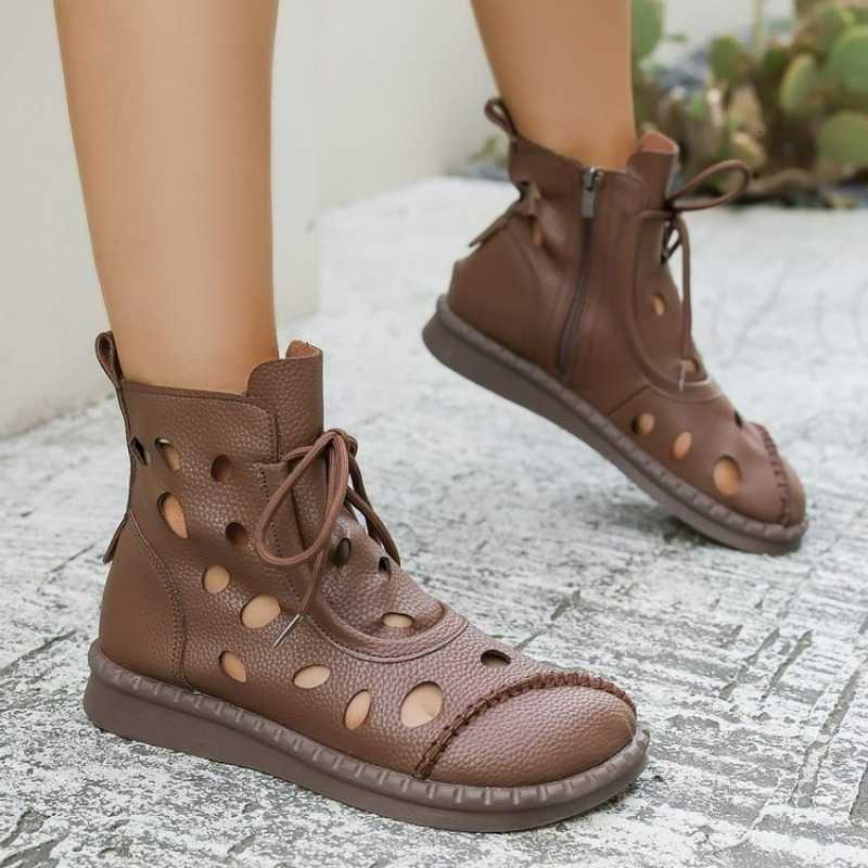 Women's New 2026 Roman Style Casual Cool Boots Spring Summer Hollow Breathable Soft-soled D260917