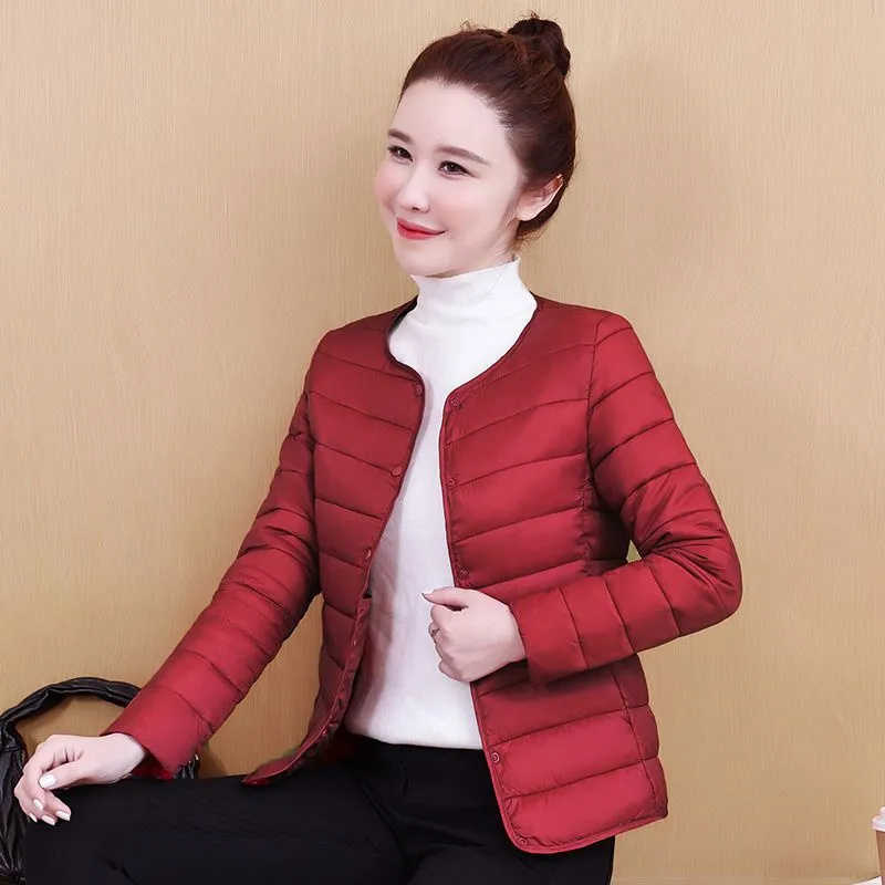 Down 2027 New Autumn Winter Cotton Jacket Women Parkas Thin Light Warm Cotton Padded Coat Female Short Casual Outwear Lady Tops H260917