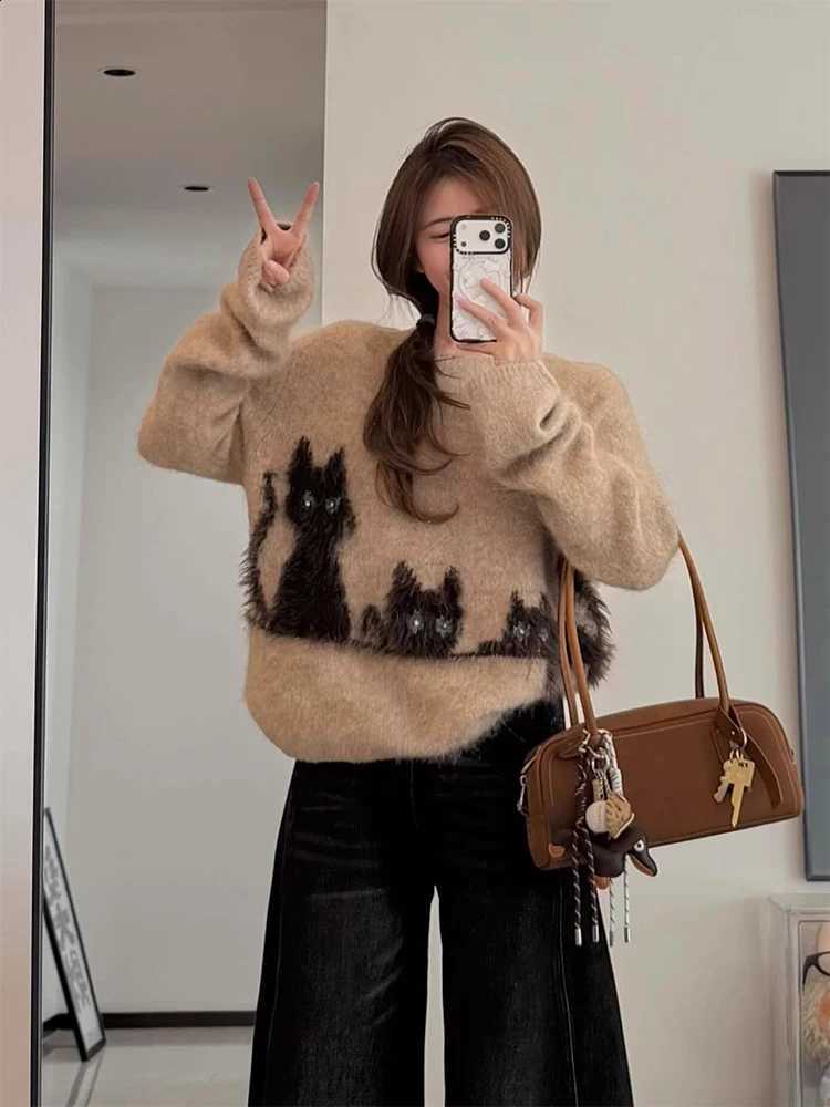 Style Patterned Women's Korean Knitted Sweater Autumn Winter New Arrival Soft Cozy Cashmere Loose Fit Casual Style Top J260916