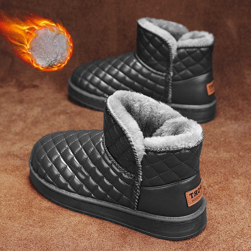 Men's Snow Boots Stylish Lightweight Versatile Cotton Shoes for Outdoor Wear Warm Fleece-lined and Thickened with Thick Soles D260917
