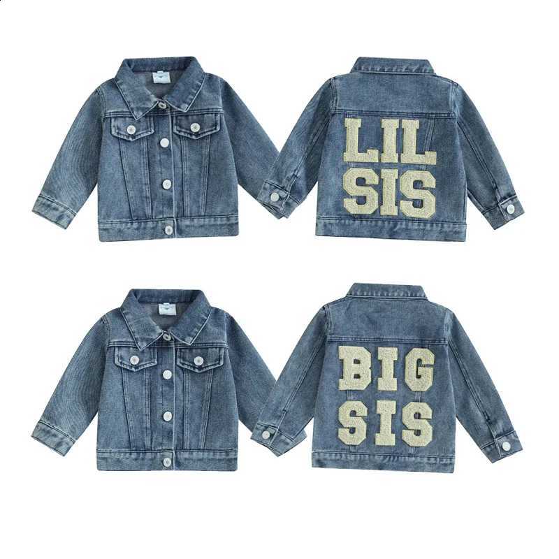 Kids Citgeett Autumn Toddler Kids Girls Denim Jacket Outwear Long Sleeve Letter Embroidery Single Breasted Coats Spring ClothesT260916