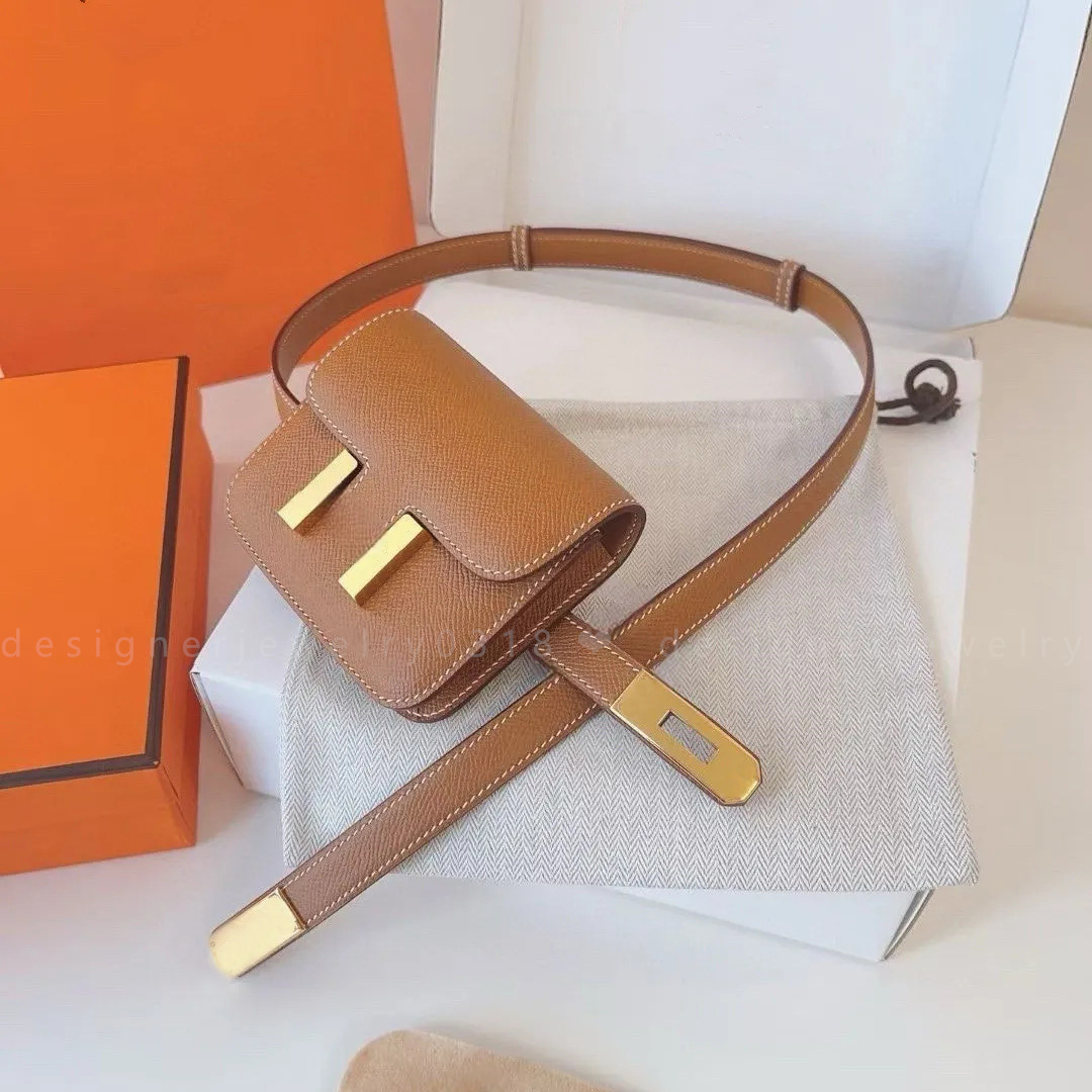 designer women belt waist bag 12A genuine leathe high quality adjustable metal gold sliver buckle letter luxury dress trousers Jeans with box dust b