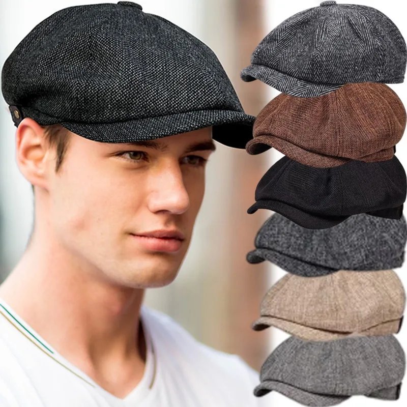 Vintage Retro Beret Hat for Men Women Winter Outdoor Streetwear Cap