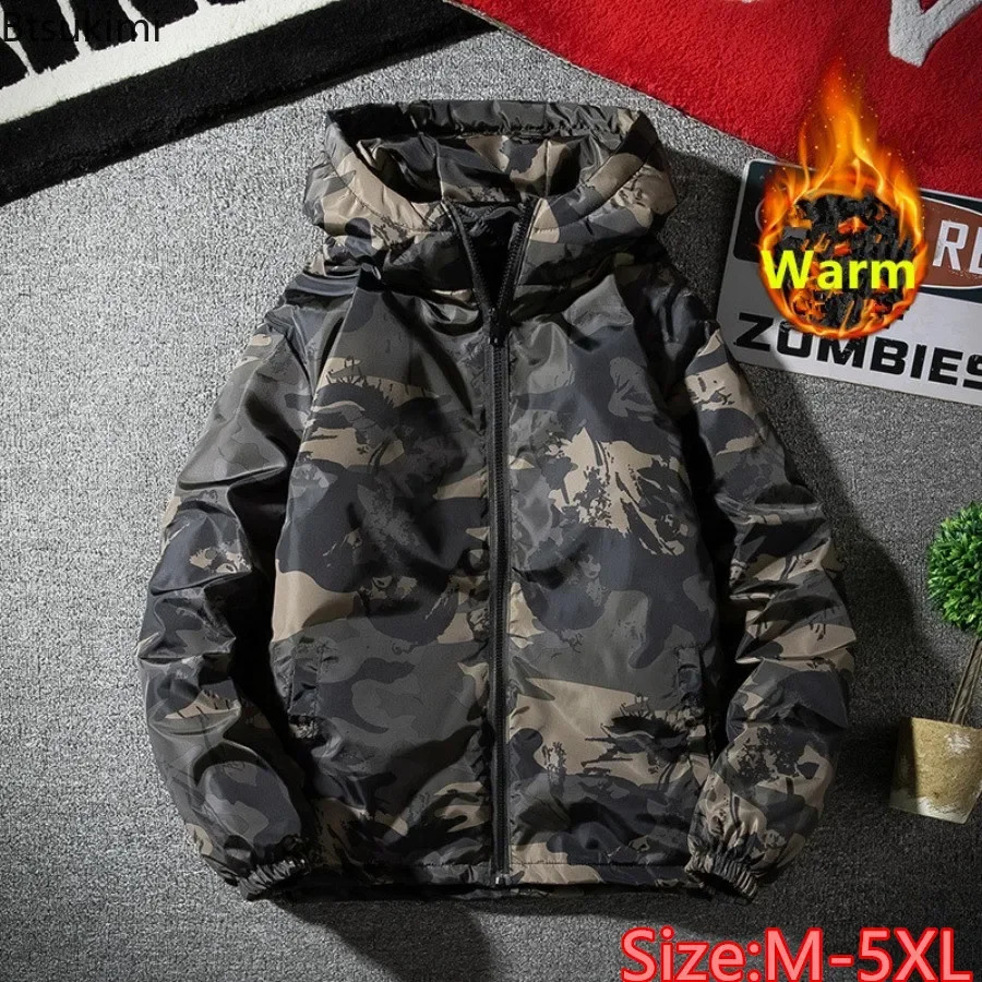 Mens Camouflage Parkas Jacket Autumn Winter Thickened Warm Waterproof Jacket Outdoor Hiking Fishing Hooded Cottonpadded Coats 260917