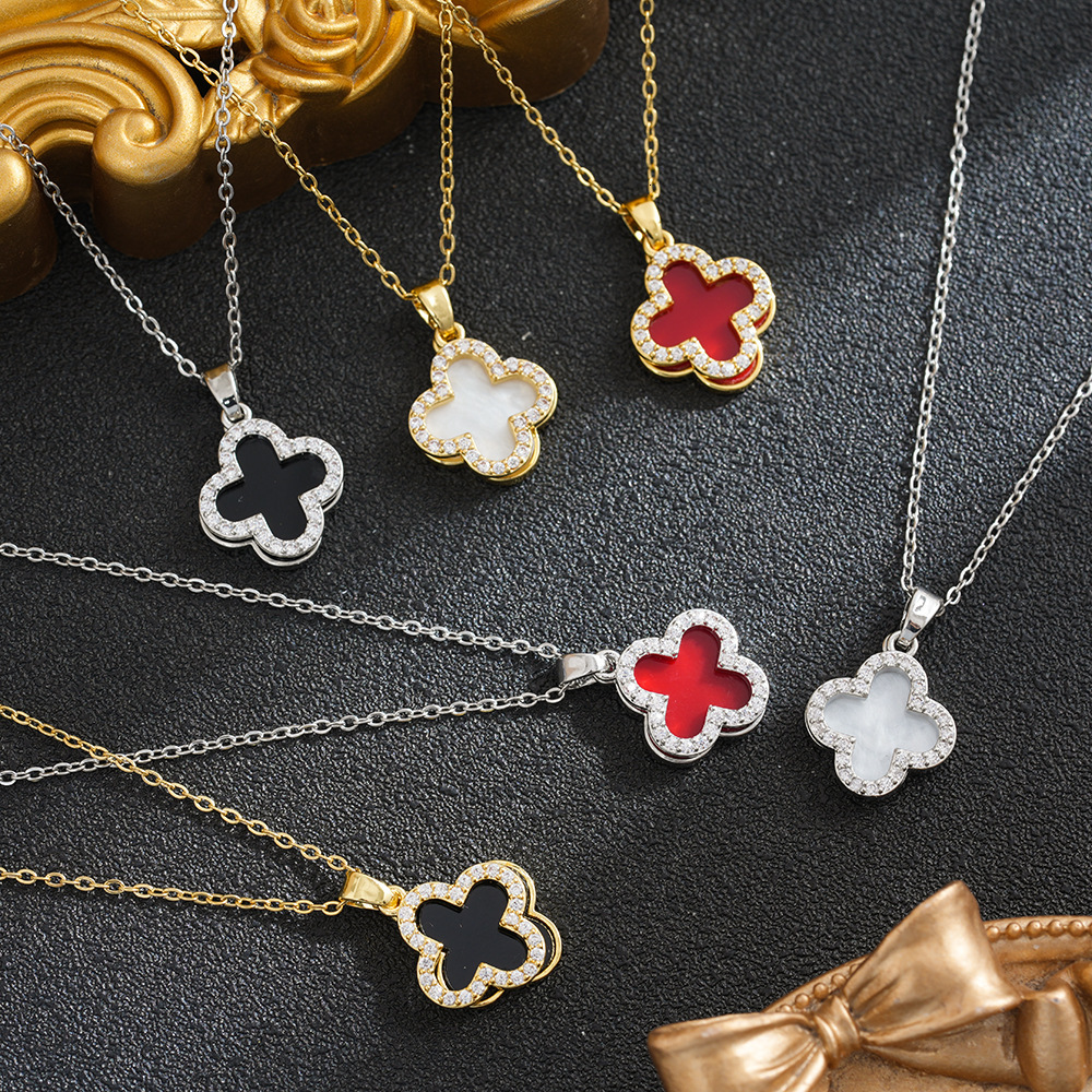 Hot-selling new minimalist clavicle chain with zirconia, titanium steel, white gold finish, colorfast and non-fading, available for mixed wholesale