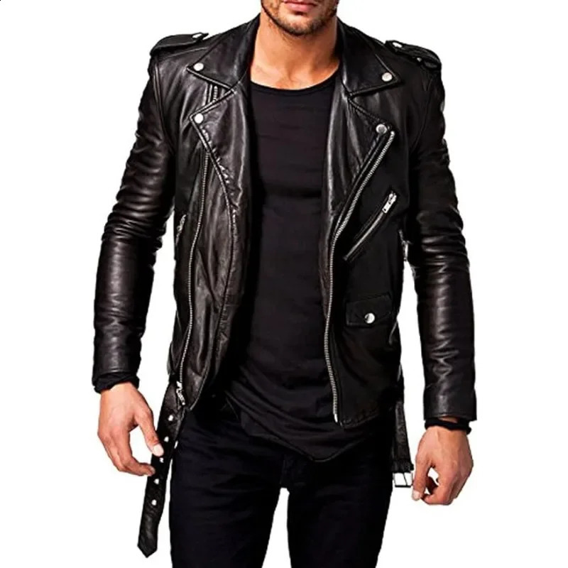 Men Leather Jacket - Lambskin Winter Vintage Motorcycle Biker Jacket Moto Riding Racing Jacket 260917