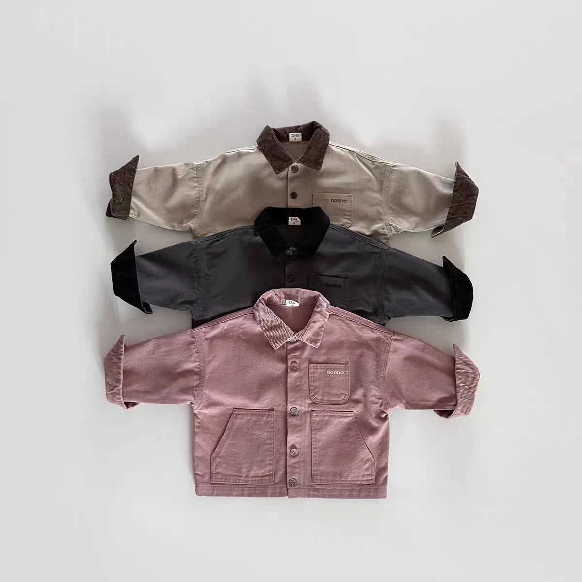New Arrivals WT2710 Korean Style Corduroy Casual Jacket Collared Shirt for Kids Spring Autumn Unisex Children's WearT260916