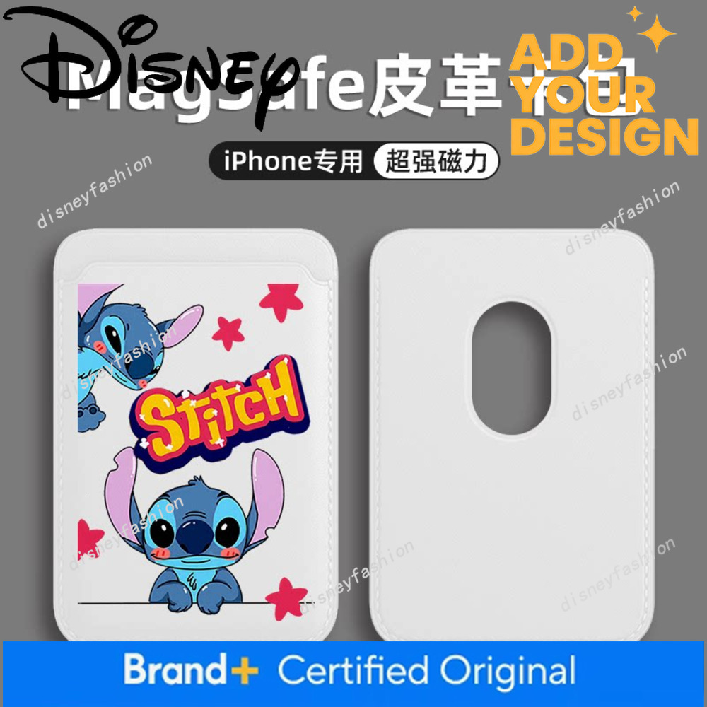 Disney Lilo & Compatible Apple Phone Case with Back Sticker, Leather Magsafe Magnetic Shockproof Protective Cover, Cartoon Cute Stitch Access Contro