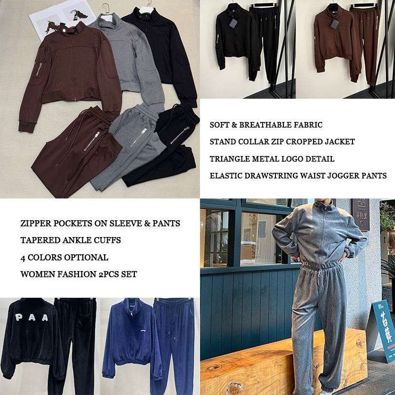 Designer tracksuit women fall spring womens designer solid color tracksuit zip coat loose casual long sleeves sweatshirt leisure jackets track pant