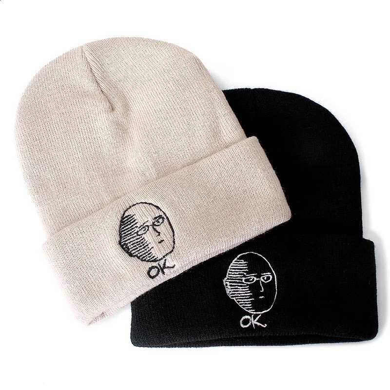 ONE PUNCH MAN Unisex Cotton Cartoon Embroidered Beanies Casual Hats Knitted Winter Hat Hard Hip Hop Skull Bonnet HatT260916