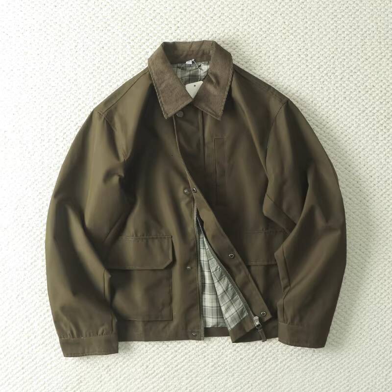 Japanese Style Autumn Men's British Cropped Jacket Casual Short Bomber Outerwear Turn-Down Collar Attached Lapel Jackets & Coats 26Y0917