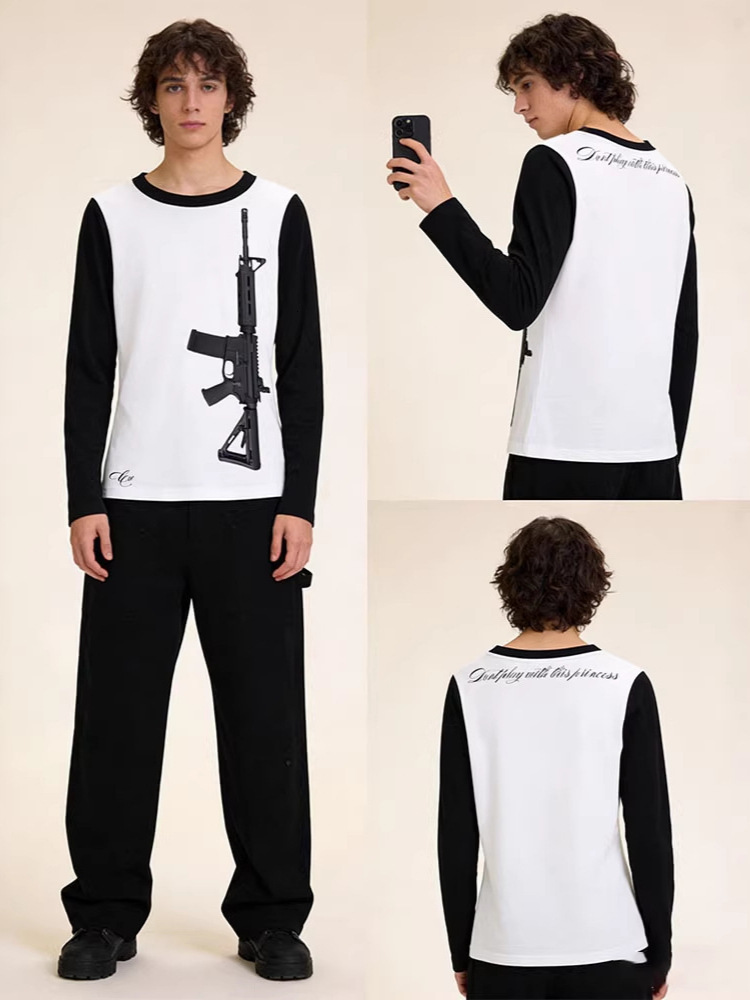 2026 European American cross-border Y2K-style printed loose-fit T-shirt, fashionable and casual, unisex long-sleeve, INS style 0a
