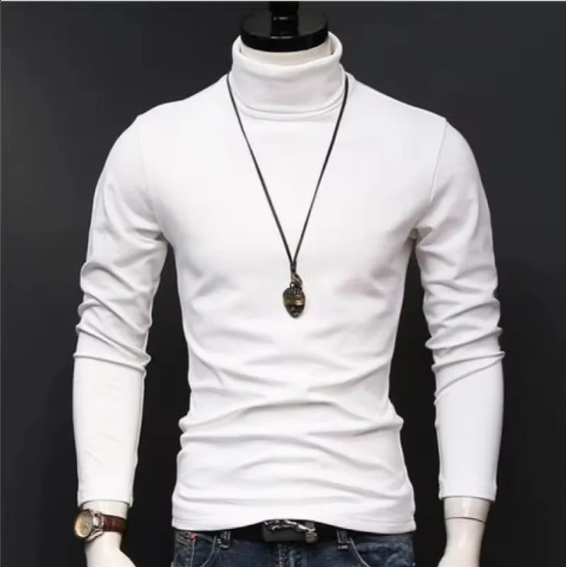 Spring Autumn Thin Men Pullovers Sweaters Turtleneck Knitted Sweater for Men Clothing Male Sweaters Full Black White Tops260916