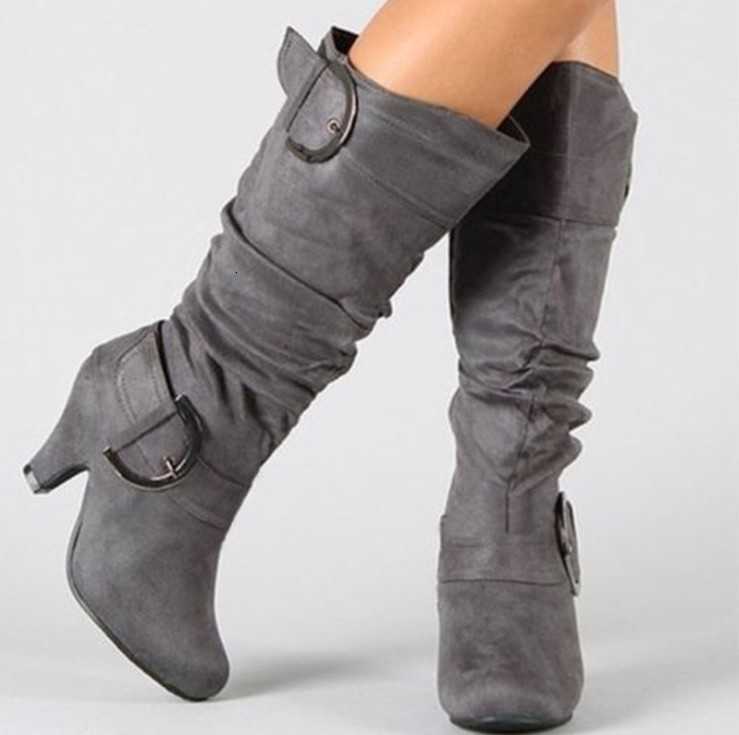 Women High Heel Autumn New Mid Calf Boots Female Zip Platform Sexy Spike Heels Plus Size Ladies fashion Shoes D260917