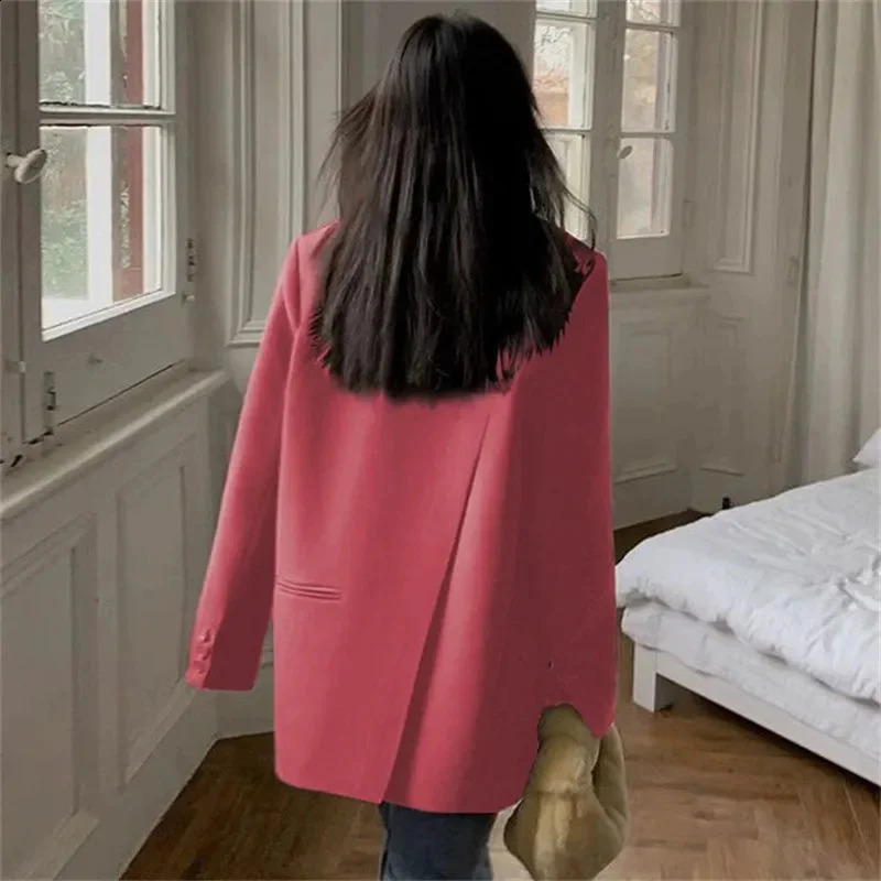 Back Slit n Blazer Coats Women Casual Fashion Loose Korean Jackets Streetwear Chic Long Sleeve All Match Suit Tops 260917