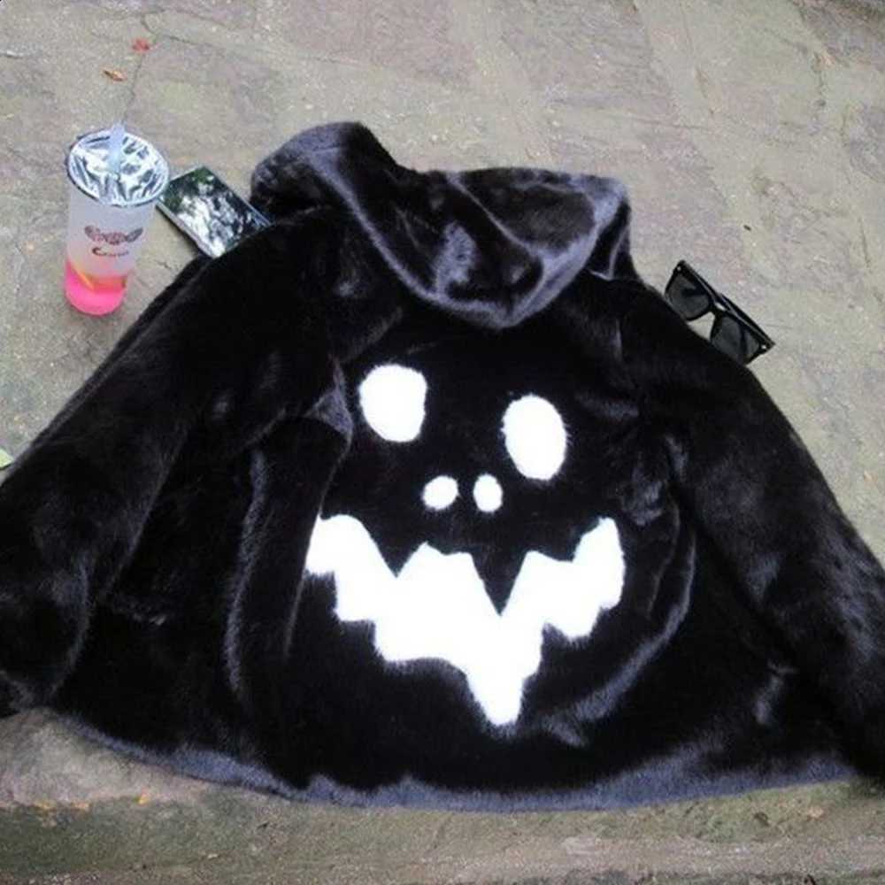 Hip-Hop Autumn And Winter Fashion Trend Skull Loose Hooded Jacket American Street High-Quality Casual Plush Warm Jacket For Men W260915